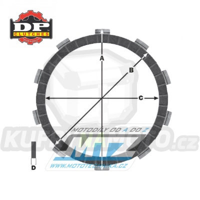 Lamely spojkové třecí (s obložením) DP Clutches - Honda CRM250 + TRX250 + TRX400EX + XR400R + CBR600F + Yamaha YZF300R