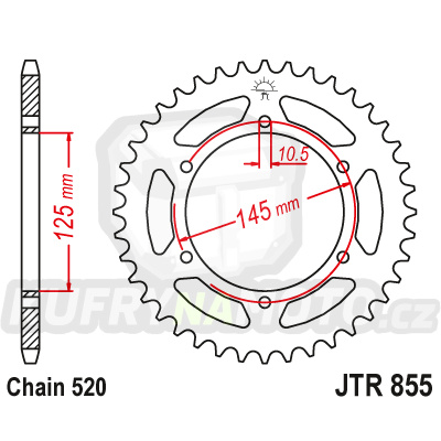 Řetězová rozeta JT JTR 855-45 45 zubů, 520