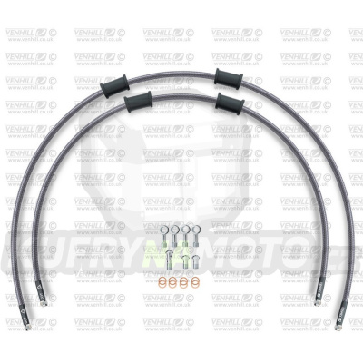 RACE Hadice přední brzdy sada Venhill POWERHOSEPLUS HON-6018FS (2 hadice v sadě) Průhledné hadice, nerezové koncovky