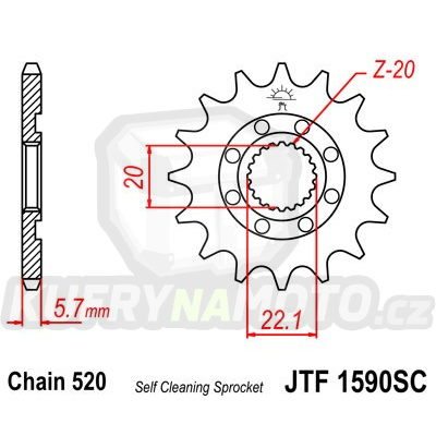 Řetězové kolečko JT JTF 1590-13SC 13 zubů, 520 Samočistící, Nízká hmotnost