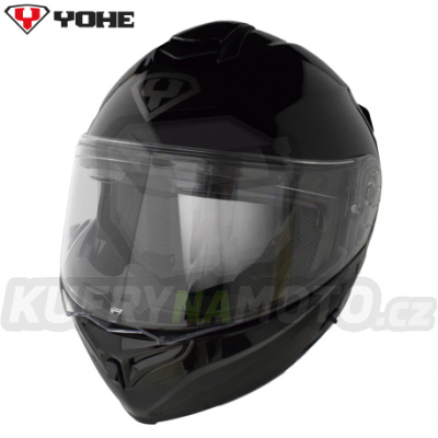 Moto helma Yohe 938 Double Visor Černá vel. M – akce 8596341136659