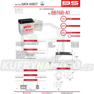 BS baterie moto BB16B-A1 (YB16B-A1) 12V 16AH 160X90X161 s elektrolytem v balení - konvenční (215A) (4)
