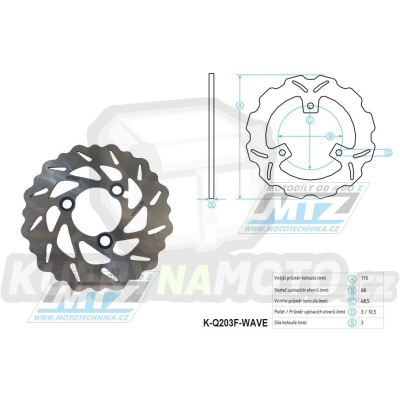 Kotouč brzdový MTZ nerezový - zubatý desing Wave - Kawasaki KFX400 / 03-06 + Suzuki LT230 + LT250 + LTZ400 Quad Sport / 02-14