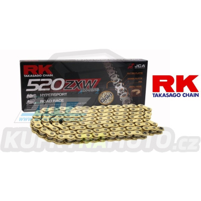 Řetěz RK 520 ZXW (118čl) - těsněný/ x kroužkový (zlatý)