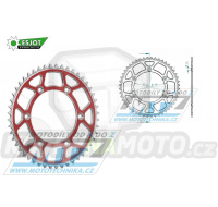 Rozeta řetězová (převodník) Dural 0808-51zubů ESJOT 51-32041-51SR - barva červená - Suzuki RM125 / 80-11+RM250 / 82-12+RMX250 / 89-00+RMZ250 / 07-20+RMZ450 / 05-20+RMX450Z / 10-19+DRZ250 / 01-07+DR350 / 96-99+DRZ400S / 00-20+DRZ400E / 00-07 + Kawa