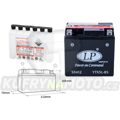 LANDPORT baterie YTX5L-BS 12V 4AH 114X71X106 bezúdržbový (elektrolyt přibalen)