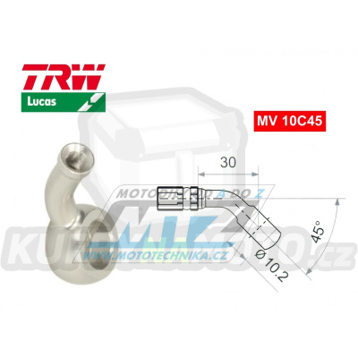 Koncovka brzdové hadice TRW VarioFlex MV10C45 (banjo 10mm zahnuté 45°) - barva Alu stříbrná
