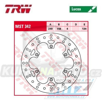 Kotouč brzdový TRW MST342 (240/118/6D) - Suzuki RM125 / 99-11+RM250 / 99-12 + RMX250 / 89-00