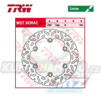 Kotouč brzdový TRW MST343RAC (260/140/6D) - zubatý desing - Suzuki GSX1300B-King / 07-10 + GSXR1300Hayabusa / 08-17