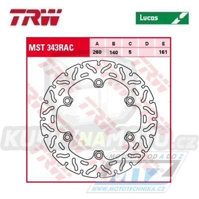 Kotouč brzdový TRW MST343RAC (260/140/6D) - zubatý desing - Suzuki GSX1300B-King / 07-10 + GSXR1300Hayabusa / 08-17