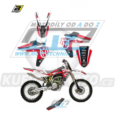 Polepy s potahem sedla (sada polepů a potah sedla Dream) - Husqvarna TC250+TC450+TC510 + TE250+TE450+TE510 / 05-07 - typ polepů Dream4 - červená barevná varianta