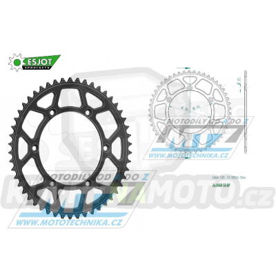 Rozeta řetězová (převodník) Dural 0460-50zubů ESJOT 51-32024-50BP - barva černá elox - Kawasaki KX125+ KX250+KX500+KXF250+KXF450+KDX175+KDX200+KDX220R+KDX250+KLX250R+KLX250 D-Tracker +KLX250+KLX250SF+KLX300+KLX450R+KLX650R + Suzuki RM-Z250