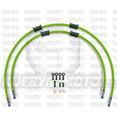 STANDARD Hadice přední brzdy sada Venhill POWERHOSEPLUS KAW-15006FB-GR (2 hadice v sadě) zelené hadice, černé koncovky