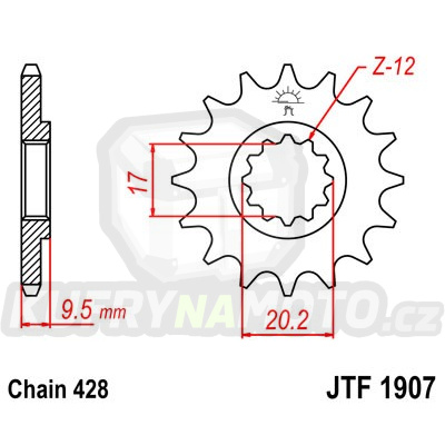 Řetězové kolečko JT JTF 1907-14 14 zubů, 428