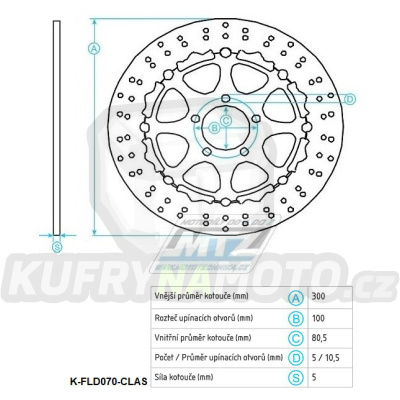 Kotouč brzdový plovovoucí nerezový (300/80,5/5D) kulatý desing - Kawasaki ZX6R Ninja+ER6F+ER6N+Versys650+Z750+Z750R + Versys1000+ Z1000+ZX-10R