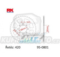 Rozeta ocelová (převodník) 0801-37zubů RK - Suzuki A50+AP50 + DR50+DRZ110 + RM50+RV50+TS50 + FR50+FR70+ALT50+LT50 + Kawasaki AE50+AR50+AE80+AR80 + KLX110 + Z125 Pro + pitbike + čínské čtyřkolky