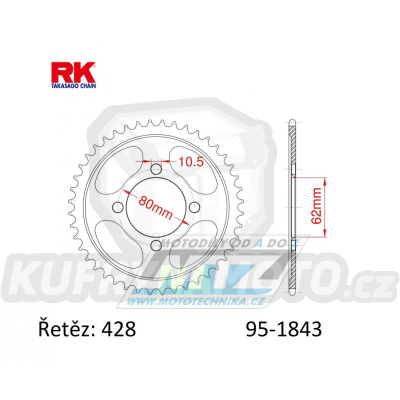 Rozeta ocelová (převodník) 1843-49zubů RK - Yamaha TTR125 / 02-04 + TT-R125 E / 05-10 + TT R125 L / 02-22