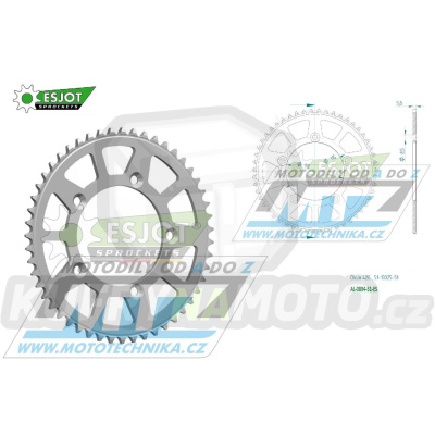 Rozeta řetězová (převodník) Dural 0894-51zubů ESJOT 51-13025-51 - barva stříbrná - KTM 65SX / 02-24 + 60SX / 97-01 + Husqvarna TC65 / 17-24 + Gas-Gas MC65
