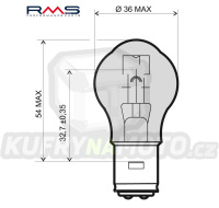 Žárovka RMS 246510315 12V 35/35W, S2 BA20D bílá