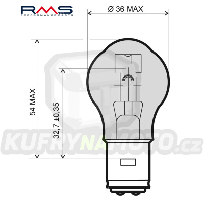 Žárovka RMS 246510315 12V 35/35W, S2 BA20D bílá