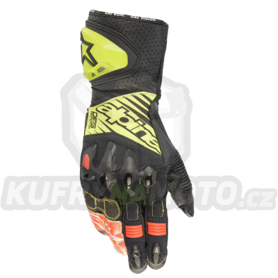 rukavice GP TECH 2, ALPINESTARS (černá/žlutá fluo/bílá/červená fluo) 2024