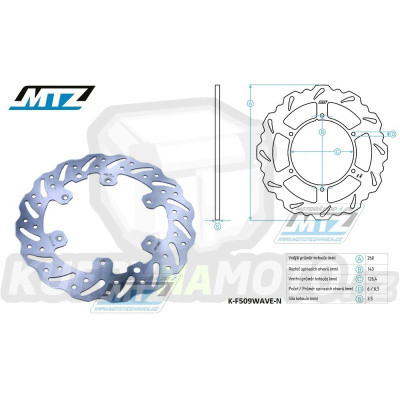 Kotouč brzdový MTZ - zubatý desing Wave - Beta RR125+RR200+RR250 + RR300+Xtrainer300+RR350+RR390+RR400+RR430 + RR450+RR480+RR498