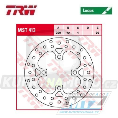Kotouč brzdový TRW MST413 (200/72/4D) - Kawasaki KXF450 / 07-14