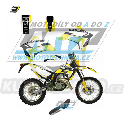 Polepy s potahem sedla (sada polepů a potah sedla Dream) - GasGas EC125 / 02-06 - typ polepů Dream4 - žlutá barevná varianta