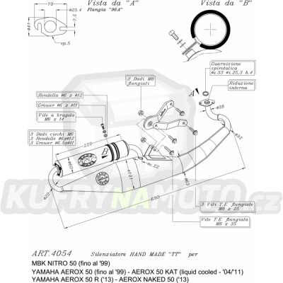 Výfuk Leo Vince Yamaha AEROX 50 R/NAKED 2013 > HAND MADE TT LVKN1128-4054