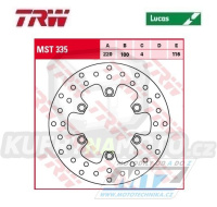 Kotouč brzdový TRW MST335 (220/100/6D) - kulatý design - Kawasaki KDX200 / 86-01+KDX220 / 94-03 + KDX90-94
