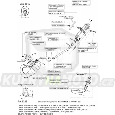 Výfuk Leo Vince Derbi 50 SENDA X - TREME SM / R 2004 - 2012 X-FIGHT  LVKN95-3228