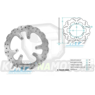 Kotouč brzdový (220/86/6D) - Yamaha XT600+XT600E / 87-02 + XTZ600 Tenere / 87-98 + DT80LC