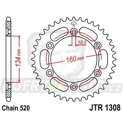 Řetězová rozeta JT JTR 1308-45 45 zubů řetěz 520 HONDA CBR 1000 RR Fireblade 2004-2005 Modifikace na rozměr řetězu 520 - akce