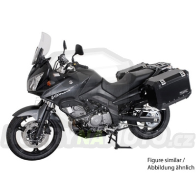 Sada TraX Adventure 45 a 37 černé boční kufry a nosič držák boční kufry SW Motech Suzuki DL 650 V – Strom 2004 - 2010 WVB1 KFT.05.294.50000/B-BC.15975