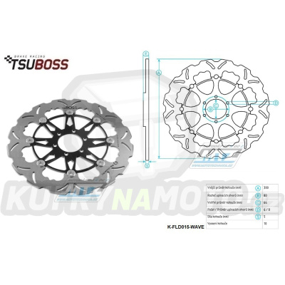 Kotouč brzdový (300/64/6D) - zubatý design - Cagiva Freecia + Ducati + Indian + Moto Guzzi + Moto Morini + Victory + Yamaha TZ+XJR+FZR+FZS Fazer+TDM+TRX