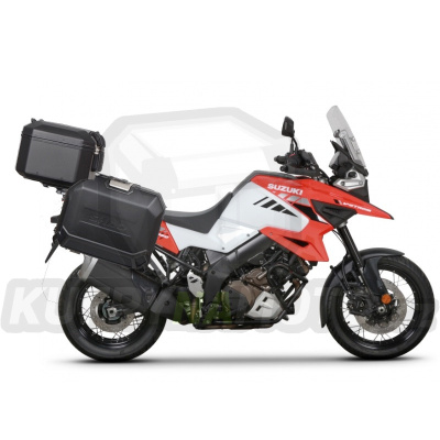 Kompletní sada černých hliníkových kufrů SHAD TERRA BLACK , 48L topcase 36L/36L boční kufry, včetně montážní sady a plotny SHAD SUZUKI DL 1000 V-Strom/ DL 1050 V-Strom