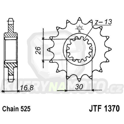 Řetězové kolečko JT JTF 1370-16RB 16 zubů, 525