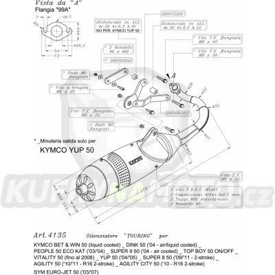 Výfuk Leo Vince Kymco YUP 50 2004 - 2005 TOURING LVKN599-4135