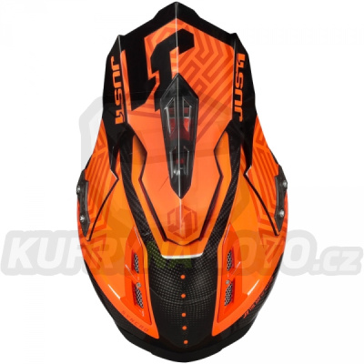 Kšilt JUST1 J12 SYNCRO carbon fluo oranžový