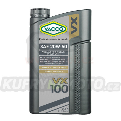 Motorový olej YACCO VX 100 20W50, 2 L