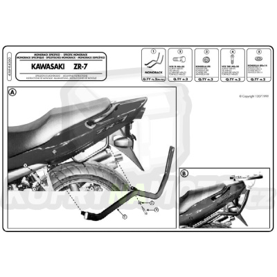 Kit pro montážní sada – nosič kufru Kappa Kawasaki ZR 7 S 750 1999 – 2004 K1612-K4360