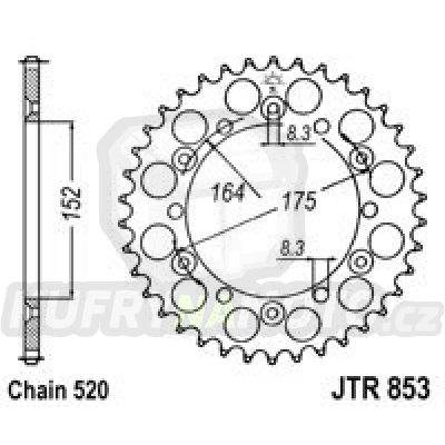 Řetězová rozeta YAMAHA TT 600 R 1998-2003 49 zubů, řetěz 520 - akce
