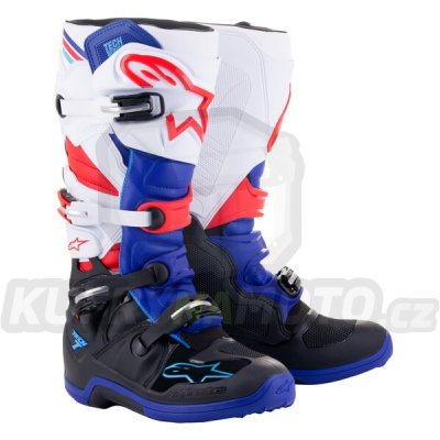boty TECH 7, ALPINESTARS (černá/tmavě modrá/červená/bílá) 2024