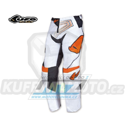 Kalhoty motokros dětské UFO ICONIC - bílo-oranžové - velikost 28-30