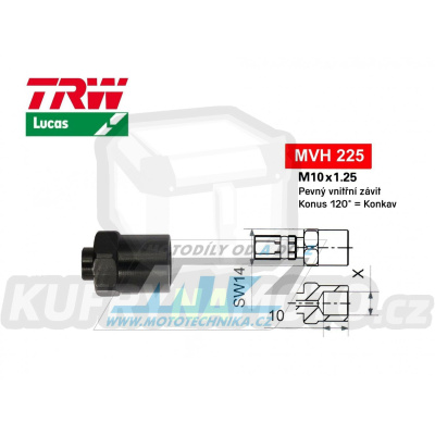 Koncovka brzdové hadice TRW VarioFlex MVH225 (šroubení vnitřní závit M10x1,25 pevné) - barva černá