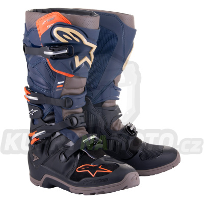 boty TECH 7 ENDURO DRYSTAR, ALPINESTARS (modrá/šedá/oranžová/černá) 2024