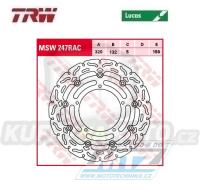 Kotouč brzdový plovoucí TRW MSW247RAC (320/132/5D) - zubatý design - Yamaha YZF R6+YZF R1 + FZ1N+FZ1S Fazer+MT10 + XVS1300 + V-Max1700