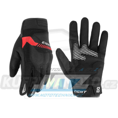 Rukavice motocyklové Eight First 4Way - černo-červené - velikost XL