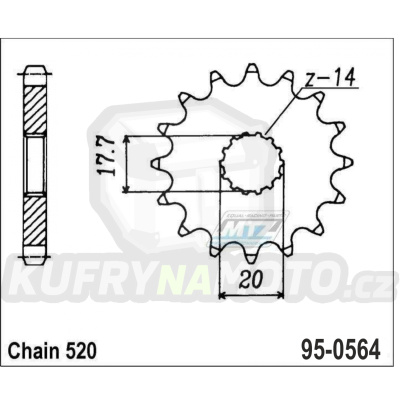 Kolečko řetězové (pastorek) 0564-15zubů MTZ - Yamaha YZ125 / 87-04 + XVS125 Dragstar + DT200R+WR125+WR200 + Gas-Gas EC125