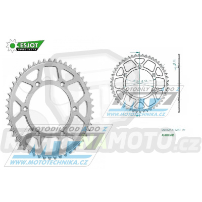 Rozeta řetězová (převodník) Dural 0808-50zubů ESJOT 51-32041-50 - barva stříbrná - Suzuki RM125 / 80-11+RM250 / 82-12+RMX250 / 89-00+RMZ250 / 07-20+RMZ450 / 05-20+RMX450Z / 10-19+DRZ250 / 01-07+DR350 / 96-99+DRZ400S / 00-20+DRZ400E / 00-07 + Kawasaki